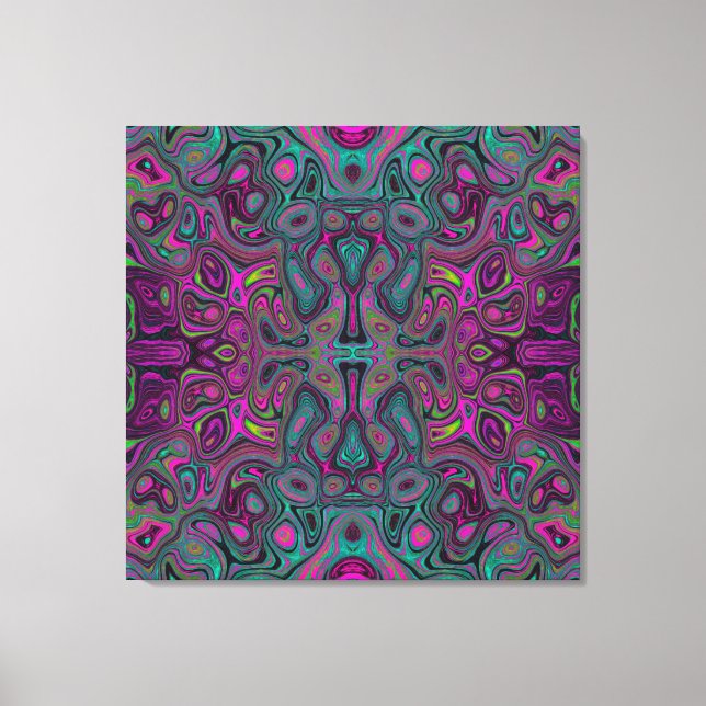 Abstraktes Magenta und Aquamarines Blaues Groovitm Leinwanddruck (Vorderseite)