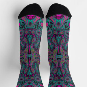 Abstraktes Magenta- und Blaugrün-Groovy-Muster Socken