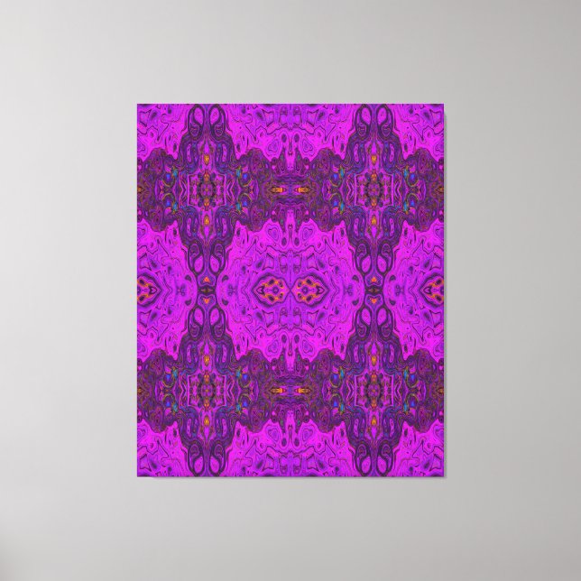 Abstraktes Magenta- und Schwarz-Groovy-Muster Leinwanddruck (Vorderseite)