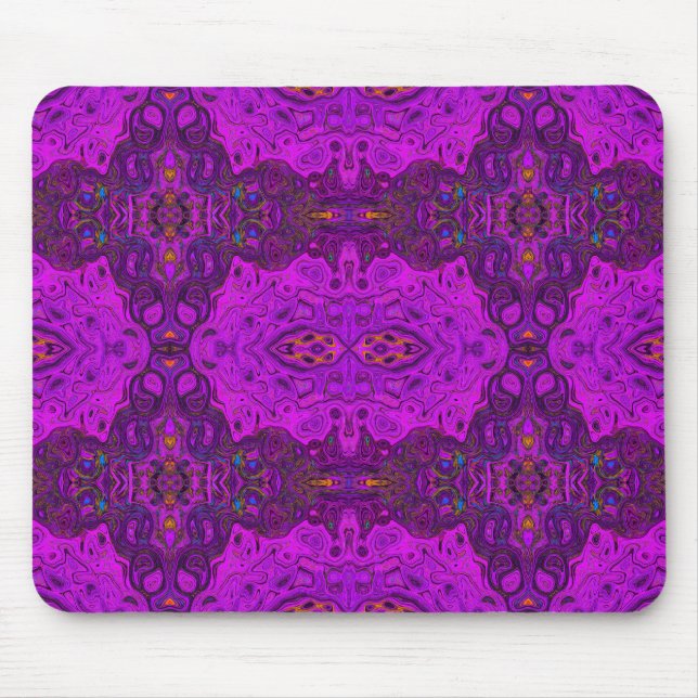 Abstraktes Magenta- und Schwarz-Groovy-Muster Mousepad (Vorne)