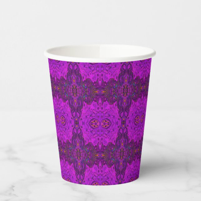 Abstraktes Magenta- und Schwarz-Groovy-Muster Pappbecher (Links)