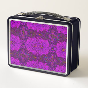 Abstraktes Magenta und schwarzes grooviges Muster Metall Brotdose