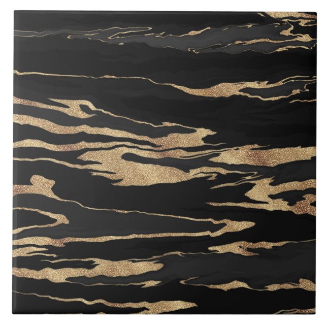 Abstraktes Malen aus schwarzem Gold Fliese (Vorderseite)