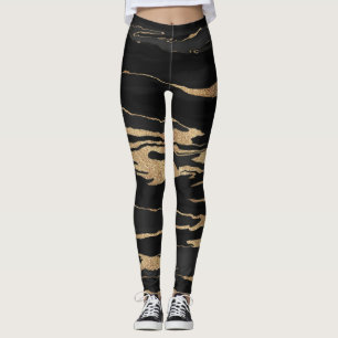 Abstraktes Malen aus schwarzem Gold Leggings