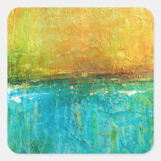 Abstraktes Malen von Mixed Media Artist Impression Quadratischer Aufkleber