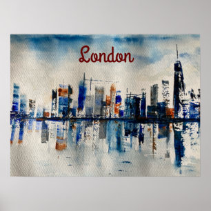 Abstraktes Malplakat von London City Skyline Poster