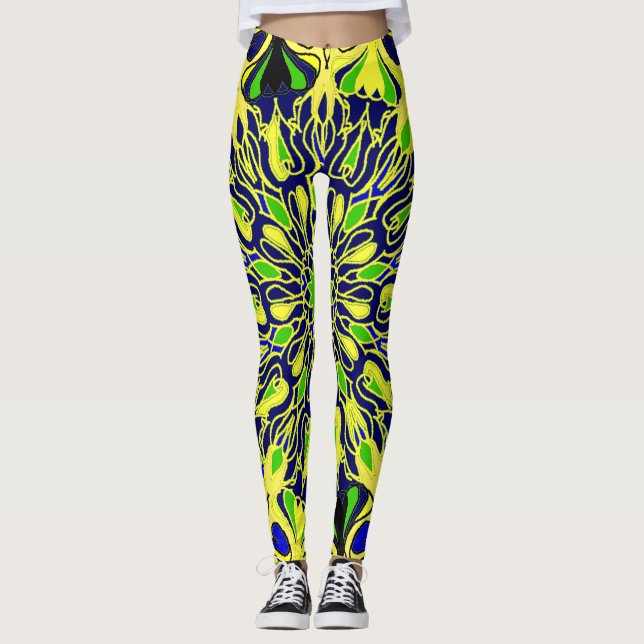 abstraktes Mandaka-Kunstmuster Leggings (Vorderseite)