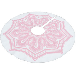 Abstraktes Mandala, rosa und weiß Polyester Weihnachtsbaumdecke