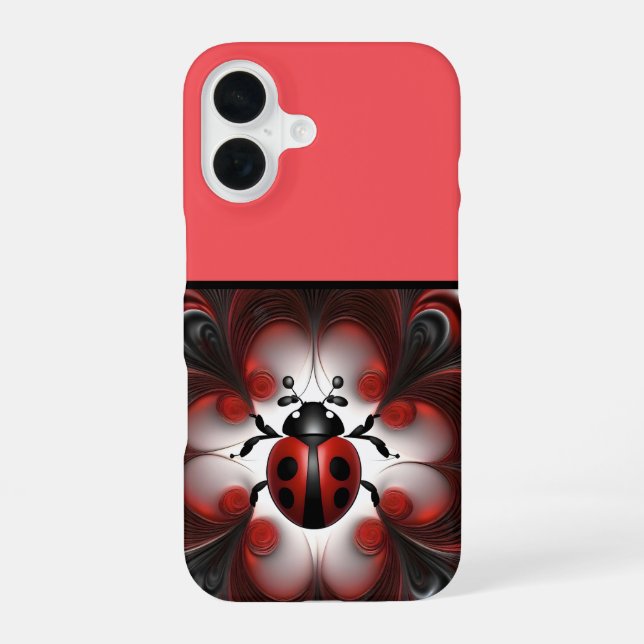 Abstraktes Marienkäfer-Kunstdesign, iPhone 16 Hülle (Rückseite)