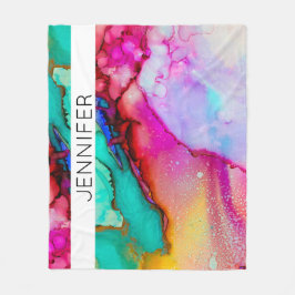 Abstraktes Marmor in Rosa und Grün Fleecedecke