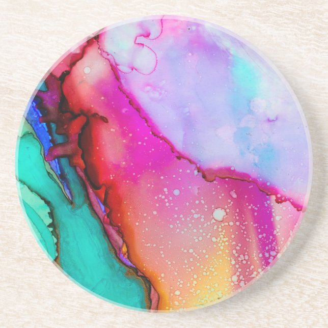 Abstraktes Marmor in Rosa und Türkis Getränkeuntersetzer (Vorne)