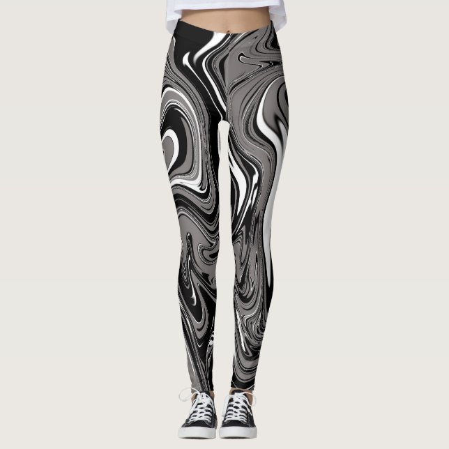 Abstraktes Marmorbild Schwarz Leggings (Vorderseite)