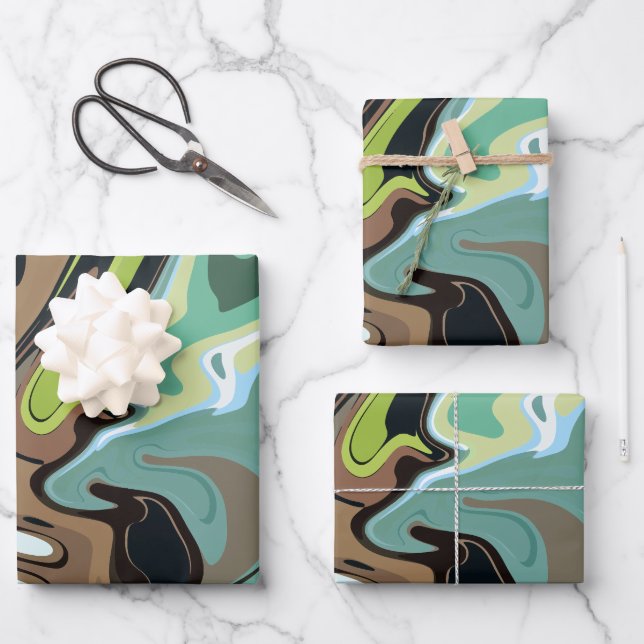 Abstraktes Marmordesign Geschenkpapier Set (Vorderseite)