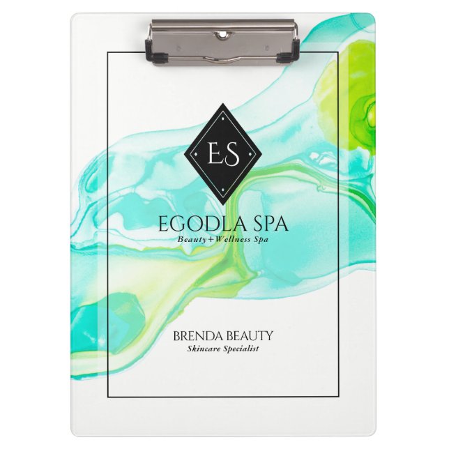 Abstraktes Marmorieren in leuchtenden Aquarellfarb Klemmbrett (Vorderseite)