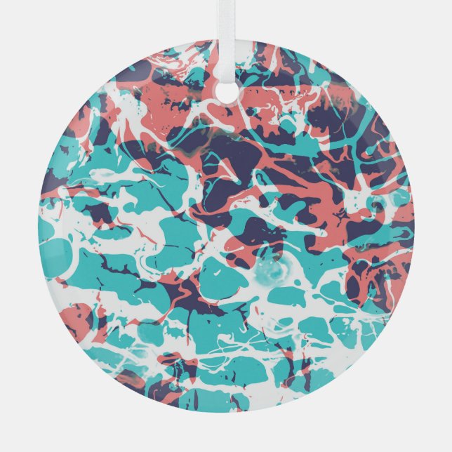 Abstraktes marmoriertes Papier - Hintergrund Ornament Aus Glas (Vorderseite)