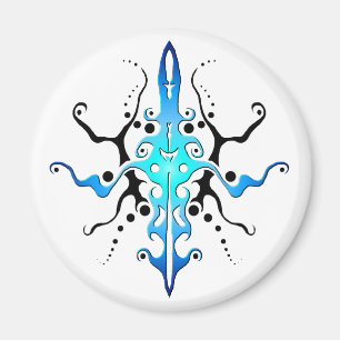 Abstraktes Masken-Stammes-Tattoo-Design - blau Magnet