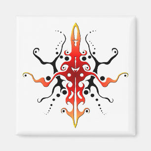 Abstraktes Masken-Stammes-Tattoo-Design - rot Magnet