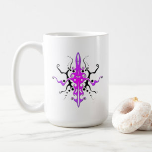 Abstraktes Masken-Tribal-Tattoo-Design - rosa Kaffeetasse