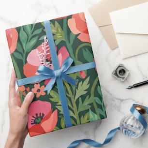 Abstraktes Matisse-Mohn-Schmetterling-Geschenkpapi Geschenkpapier