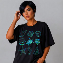 Abstraktes Meeresleben-Gitternetz-Design T-Shirt