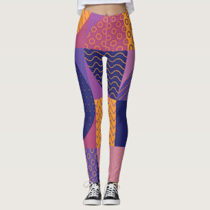 Abstraktes mehrfarbiges geometrisches Vintages Mus Leggings