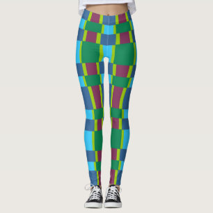 Abstraktes mehrfarbiges Muster mit Quadraten und L Leggings
