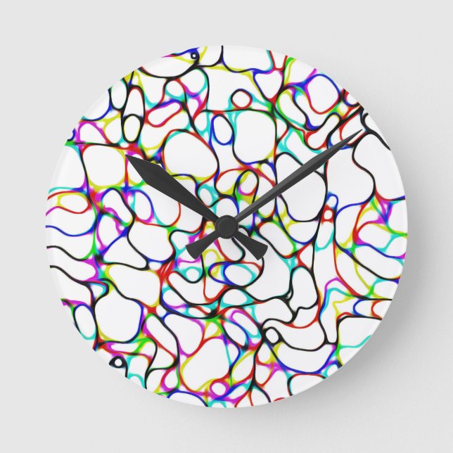 Abstraktes mehrfarbiges Muster Runde Wanduhr (Vorderseite)