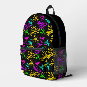 Abstraktes mehrfarbiges Neonmuster Bedruckter Rucksack