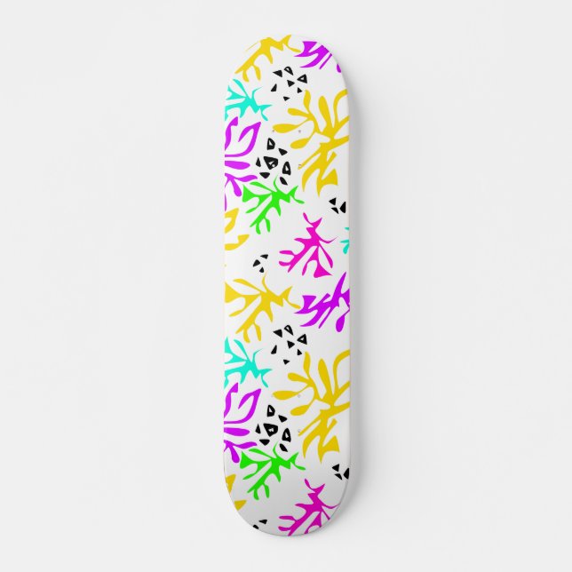 Abstraktes mehrfarbiges Neonmuster Skateboard (Vorne)