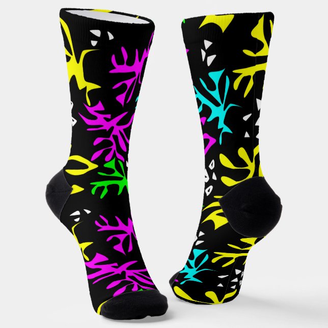 Abstraktes mehrfarbiges Neonmuster Socken (Gewinkelt)
