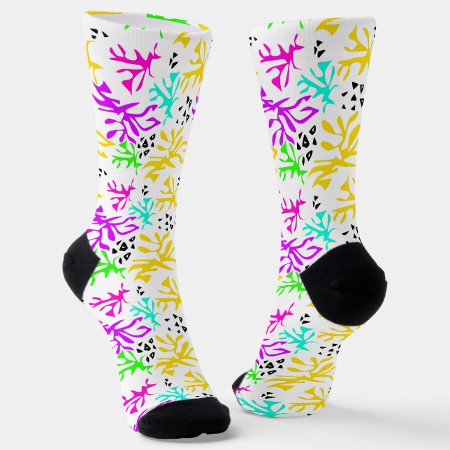 Abstraktes mehrfarbiges Neonmuster Socken (Gewinkelt)