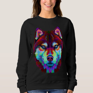 Abstraktes Mehrfarbiges Portrait des sibirischen H Sweatshirt
