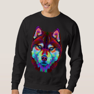 Abstraktes Mehrfarbiges Portrait des sibirischen H Sweatshirt