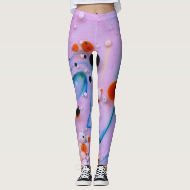 Abstraktes mehrfarbiges Splash-Design Leggings (Vorderseite)