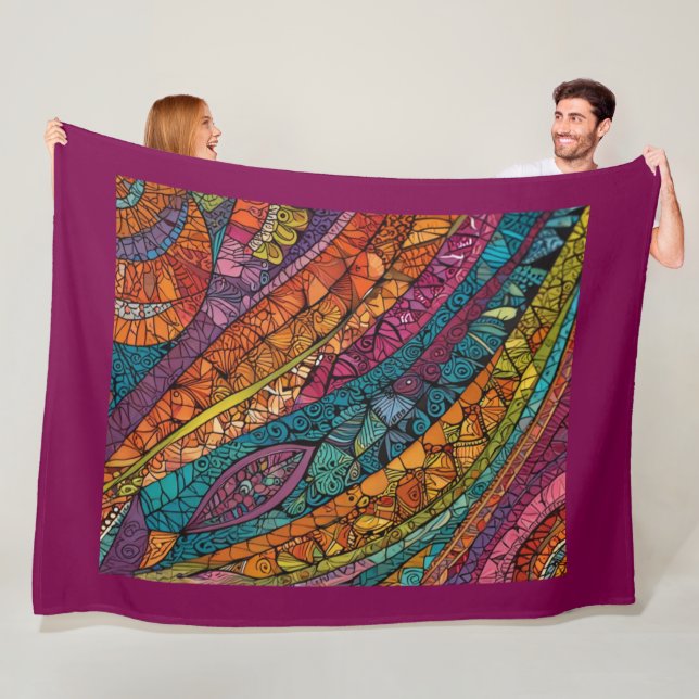 Abstraktes Meisterwerk mit leuchtender Geometrie Fleecedecke (Beispiel)