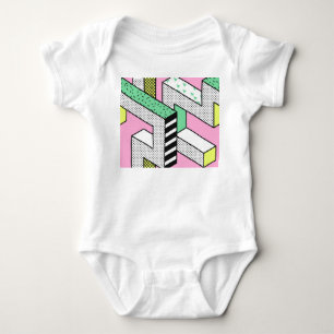 Abstraktes Memphis: Geometrische Formen der 80er J Baby Strampler