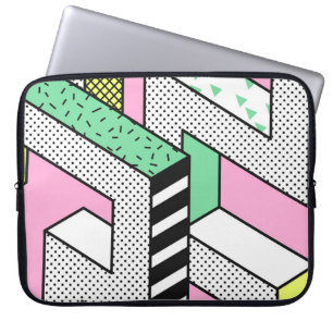 Abstraktes Memphis: Geometrische Formen der 80er J Laptopschutzhülle