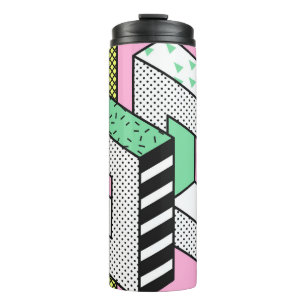 Abstraktes Memphis: Geometrische Formen der 80er J Thermosbecher