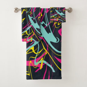Abstraktes Memphis-Muster Badhandtuch Set