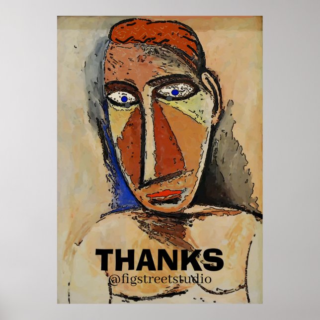 Abstraktes Menschenbild mit DANKS, Text hinzufügen Poster (Vorne)