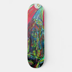 Abstraktes Menschenöl auf Leinwand Skateboard