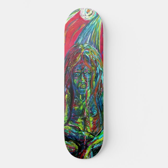 Abstraktes Menschenöl auf Leinwand Skateboard (Vorderseite)