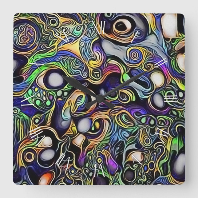 Abstraktes Menschenportrait Quadratische Wanduhr (Vorderseite)