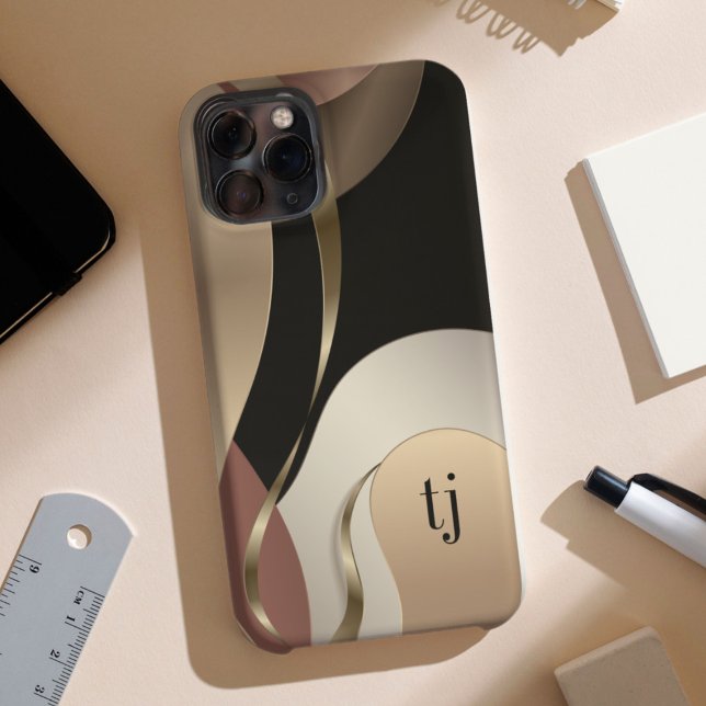 Abstraktes metallisches Muster mit Monogramm Case-Mate iPhone Hülle (Von Creator hochgeladen)