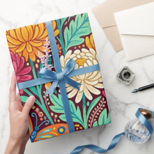 Abstraktes mexikanisches Chrysanthemen-Geschenkpap Geschenkpapier
