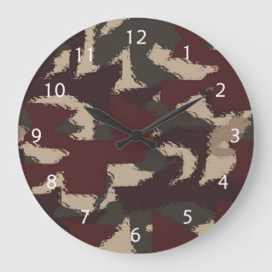 Abstraktes militärisches Camouflage-Muster Große Wanduhr