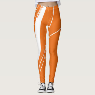 Abstraktes Minimalistisch-Orange-Weiß Leggings
