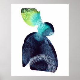 Abstraktes Minimalistisches Aquarellmalungspapier Poster