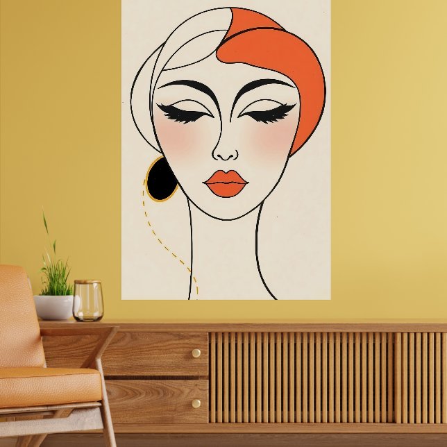 Abstraktes minimalistisches Porträt Poster (Wohnzimmer 2)