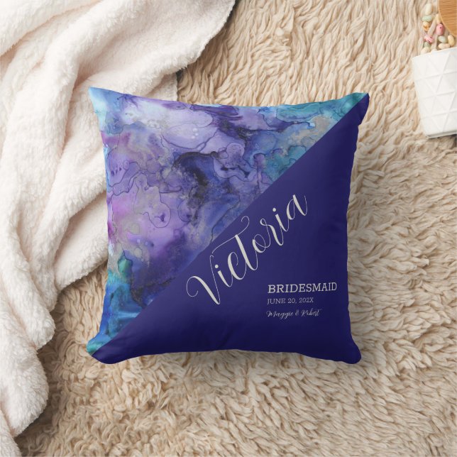 Abstraktes Mit Monogramm Kissen mit Wasserfarbe (Decke)